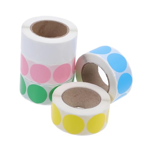 Gatuida 5 Rollen Fünf Aufkleber Selbstklebende Etiketten Farben Weiß Gelb Rosa Grün Blau für Vielseitige Anwendungen Dot Sticker für Schule Büro und Zuhause von Gatuida