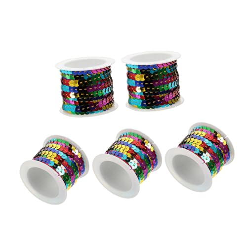 Gatuida 5 Rollen Fünf Bunte Paillettenbänder DIY Dekoration für Hochzeiten Geburtstagsfeiern und Bastelprojekte für Kopfband Kleidung Verpackung und Mehr von Gatuida