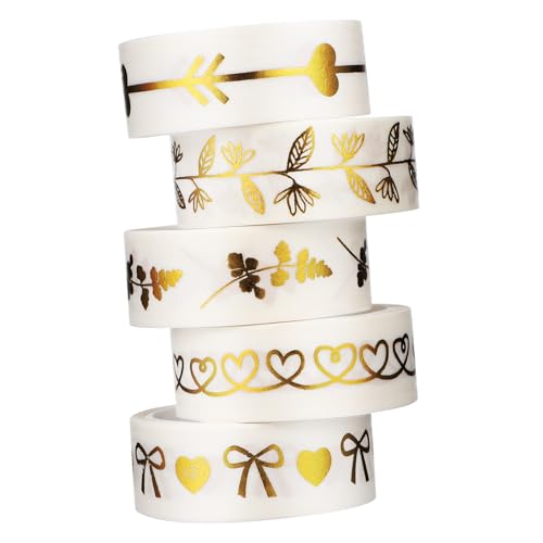 Gatuida 5 Rollen Washi Tape mit Bronzing Erscheinung Dekoratives Klebeband für DIY Scrapbooking Journal und Geschenkverpackung Selbstklebend Reißfest Bunte Muster für Kreative Gatuida 5 Rollen Washi Tape mit Bronzing Erscheinung Dekoratives Klebeband für DIY Scrapbooking Journal und Geschenkverpackung Selbstklebend Reißfest Bunte Muster für Kreative von Gatuida