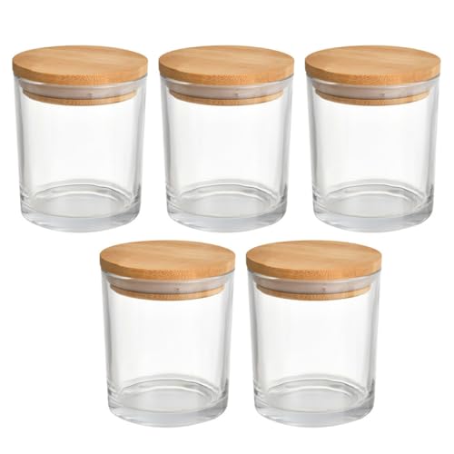 Gatuida 5 Sätze Leere Kerzengläser mit Bambusdeckel Teiliges für DIY Kerzenherstellung Aromatherapie und Kreative Aufbewahrung von Cremes Tees und Mehr von Gatuida