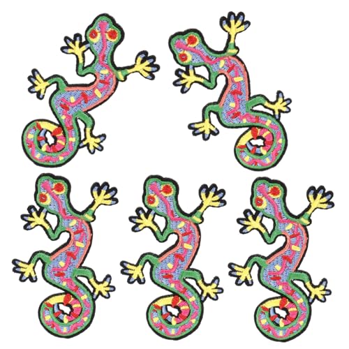 Gatuida 5 Stück Bestickte Gecko Aufnäher zum Aufbügeln Bunte Tier Patches aus Hautfreundlichem zum Reparieren und Verzieren von Kleidung Taschen und DIY Nähzubehör Gatuida 5 Stück Bestickte Gecko Aufnäher zum Aufbügeln Bunte Tier Patches aus Hautfreundlichem zum Reparieren und Verzieren von Kleidung Taschen und DIY Nähzubehör von Gatuida