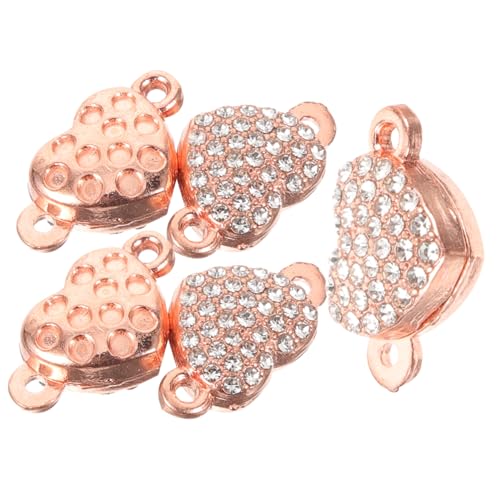 Gatuida 5 Stück Magnetverschluss Herzform für Armbänder Glänzende Schmuckverschlüsse Metall Einfacher Einhändiger Gebrauch für DIY und Armbänder Roségoldfarben von Gatuida