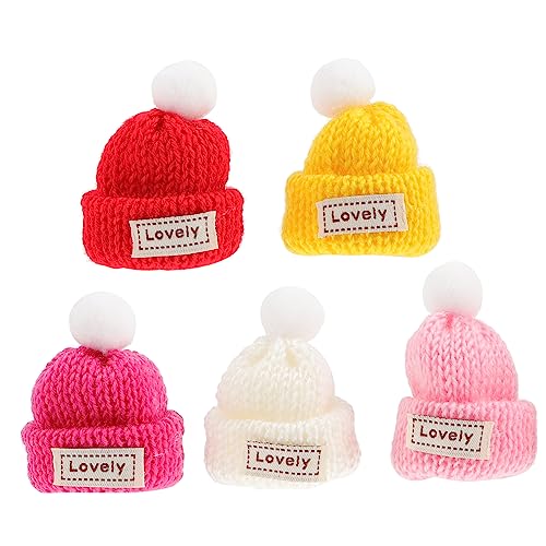 Gatuida 5 Stück Mini Mützen für Weihnachten DIY Bastelzubehör für Christbaumdekoration Handgefertigte Accessoires Gelb Rot und Weiß Kleine Hüte für Kreative Bastelprojekte von Gatuida