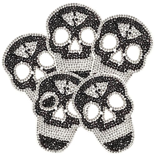 Gatuida 5 Stück Skull Strass Patches Bügelbilder für Kleidung Dekorative Aufnäher mit Hitzeübertragung Vielseitige Flicken für Jacken Hüte und Rucksäcke Langlebig und Hautfreundlich von Gatuida