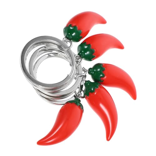 Gatuida 5 Stück Teiliges Chili Realistische Simulation Langlebig Vielseitig Partygeschenk Anhänger Schlüsselanhänger mit Chili design für Taschen und Schlüsselbund von Gatuida