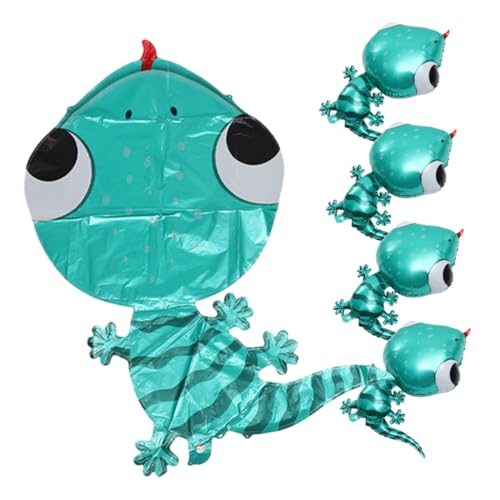 Gatuida 5 Stück Teiliges Gecko Folienballon aus Aluminiumfolie Niedliche Tierform Partydeko Langlebige Stabile Ballons für Kindergeburtstag und Festliche Innen und Außendekoration von Gatuida