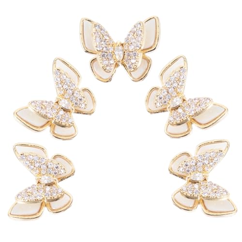 Gatuida 5 Stück Teiliges Goldene Doppelte Schmetterlingsdesigns DIY Maniküre Schmuck Nagelkunst Zubehör für Mädchen Ungiftig Nagelset Charms von Gatuida