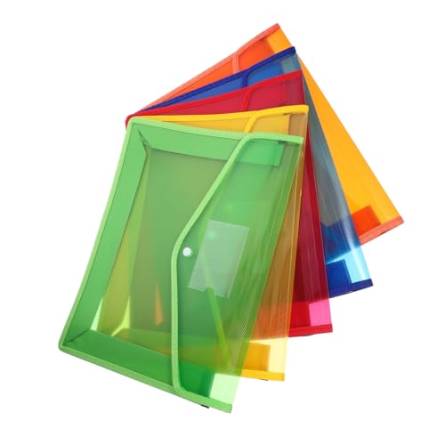 Gatuida 5 Stück Teiliges Kunststoff Dokumentenmappe Transparent mit Druckknopf Reißfest und Wasserabweisend Praktische Aufbewahrungstasche mit Stiftschlaufe für Büro Schule und Zuhause von Gatuida