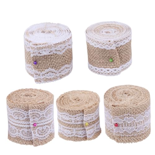 Gatuida 5 Stück Teiliges Natural Burlap Spitzenband Rolle für DIY Hochzeit Deko Geschenk Basteln Retro look Langlebiges Leinengarn für Party Geburtstagsdeko Gatuida 5 Stück Teiliges Natural Burlap Spitzenband Rolle für DIY Hochzeit Deko Geschenk Basteln Retro look Langlebiges Leinengarn für Party Geburtstagsdeko von Gatuida