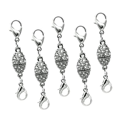 Gatuida 5 Stück Teiliges Olivenförmige Lobster Clasp mit Strasssteinen Silberner Magnetverschluss für DIY Schmuckherstellung Langlebige Metall Clips für Armband und Halskette Gatuida 5 Stück Teiliges Olivenförmige Lobster Clasp mit Strasssteinen Silberner Magnetverschluss für DIY Schmuckherstellung Langlebige Metall Clips für Armband und Halskette von Gatuida