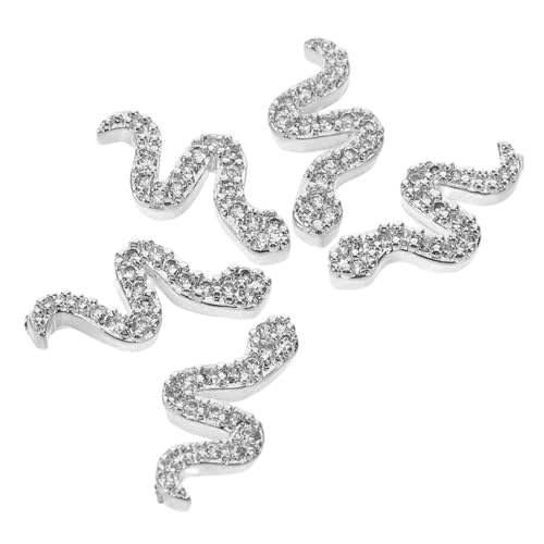 Gatuida 5 Stück Teiliges Schlangen Nagel Charms in Silber Gothischer Schmuck für DIY Nail Art Einzigartige Retro Metallverzierung mit Funkelnden Zirkonia Einfach Anzuwenden und Vielseitig von Gatuida