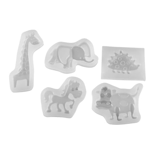 Gatuida 5 Stück Teiliges Silikon Tierform Giraffe Elefant Igel Pferd Kuh Antihaft Epoxidharz Gießform für DIY Schmuck Schlüsselanhänger Fondant Kuchendekoration von Gatuida