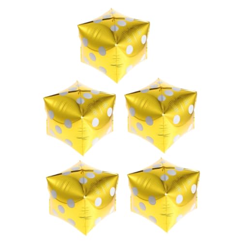 Gatuida 5 Stück Teiliges Würfelballon aus Aluminiumfolie Kreative Party Dekoration für Themenfeiern Spiel Events und Unvergessliche Fotos Gold von Gatuida