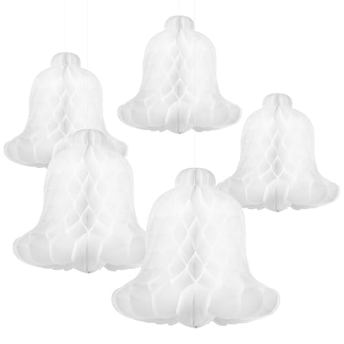 Gatuida 5 Stück Weihnachtswaben-Papierglocken-Ornamente: Hängende Weiße 3D-Weihnachtswaben-Tischdekorationen Für Party Jahrestag Hochzeit Geburtstag Gatuida 5 Stück Weihnachtswaben-Papierglocken-Ornamente: Hängende Weiße 3D-Weihnachtswaben-Tischdekorationen Für Party Jahrestag Hochzeit Geburtstag von Gatuida
