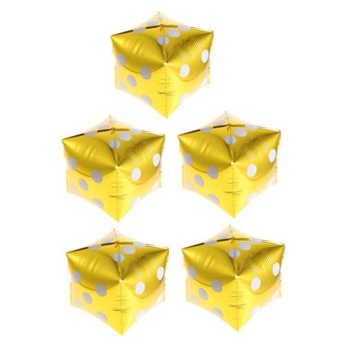 Gatuida 5 Stück Würfel Luftballons aus Aluminiumfolie Goldene Deko Würfelform Partydekoration für Spielthemen Fotorequisiten Raum Bühnenverschönerung von Gatuida