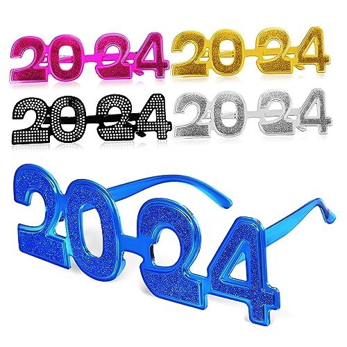 Gatuida 5 Stück Year Party Brillen Bunte Silvester Brillen Gold Silber Blau Schwarz und für Feiern Abschlussfeiern und Foto Requisiten von Gatuida
