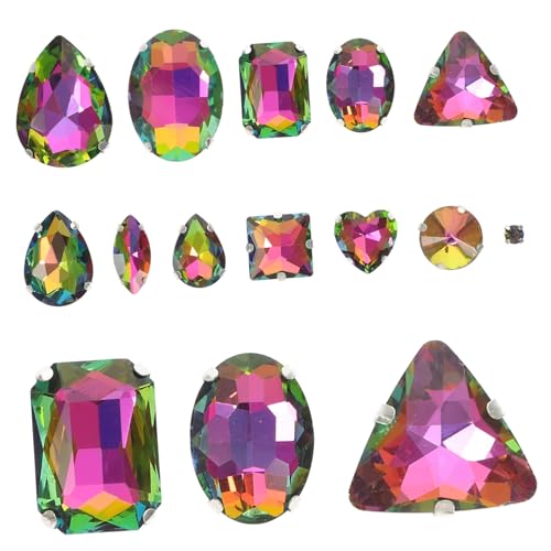 Gatuida 50 Stück Bunte Glaskrallen strasssteine zum Aufnähen DIY Schmuck Bekleidungsdekoration Hochwertige Glassteine für Kleidung Taschen Hochzeiten und Bastelprojekte von Gatuida