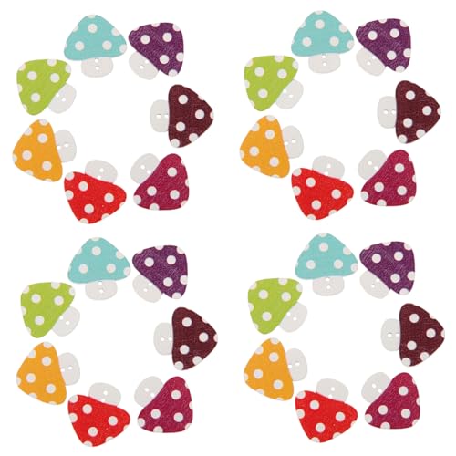 Gatuida 50 Stück Bunte Holzknöpfe Pilzform Dekorative DIY Nähknöpfe mit Löchern Robuste Cartoon Motiv Knöpfe für Handwerk Scrapbooking Strickjacken und Bekleidung Farbenfrohe Bastelknöpfe von Gatuida