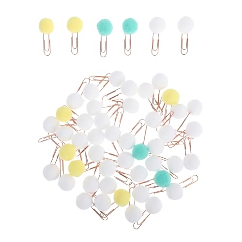 Gatuida 50 Stück Lesezeichenclip aus Metall - Pompon Ball Lesezeichen - Dekorative Papierklammern - Farbige Papierklammern - Plüsch Papierklammern Büroklammern bunt süße Lesezeichen von Gatuida