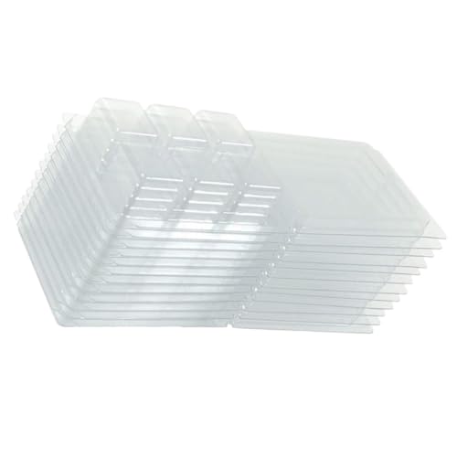 Gatuida 50 Stück PVC Clamshell Formen für Wachsschmelzen und Seifen Transparente Kunststoffwürfeltabletts für DIY Wachstarts und Seifenherstellung Langlebig und Wiederverwendbar von Gatuida