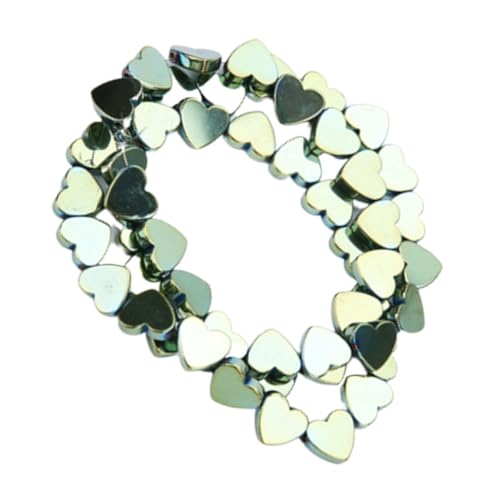 Gatuida 50 Stück Teiliges DIY Schmuckherstellung Perlen Grüne Hohle Herzform Plattierte Naturstein Hämatitperlen für Armband Halskette Kreative Bastelaccessoires von Gatuida