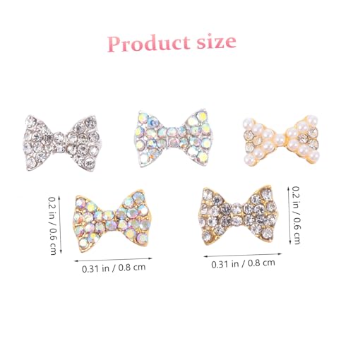 Gatuida 50 Stück Teiliges Nagelkunst Strasssteinen und Schleifenanhängern Funkelnde Nail Art Tips Dekoration für Natürliche und Künstliche Nägel DIY Nail Art Charms für Schönheitssalons von Gatuida
