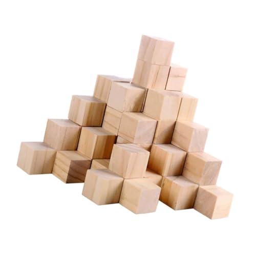 Gatuida 50 Stück Teiliges Quadratischer Holzwürfel Naturbelassen Glatt Bastelwürfel DIY Holzklötze Spielsteine für Personalisierte und Puzzleprojekte von Gatuida