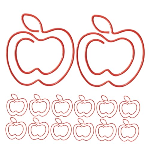 Gatuida 50Stücke Apfel Büroklammern Süße Rote Büroklammern für Dokumente für Schule und Büro Langlebig und Praktisch Einzigartiges Design für Kreative Organisation von Gatuida