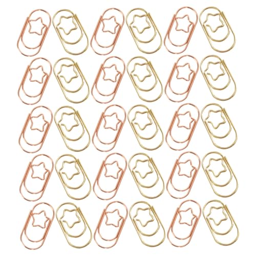 Gatuida 50Stücke Lustige Büroklammern Sternform Metall Büroklammern Organisieren von Dokumenten Dekorative Clips für Büro und Zuhause Funktionale und Langlebige von Gatuida