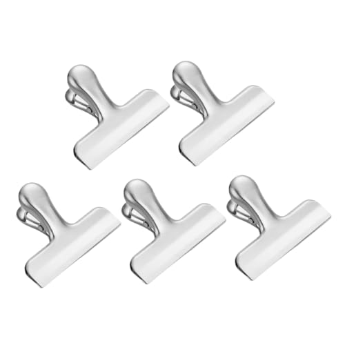 Gatuida 5Stücke Beutelklammern Große Küchenklammern für Tüten Robuste Clips zur Lebensmittelaufbewahrung Vielseitige Verschlussklammern für Büro und Zuhause Silber von Gatuida