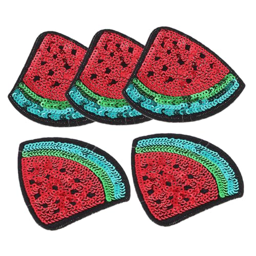 Gatuida 5Stücke Wassermelonen Applikationen Bestickte Aufnäher zum Aufbügeln Kreative Verzierungen für Kleidung Hüte und Jeans Langlebige Stoffpatches für DIY Projekte Rot von Gatuida