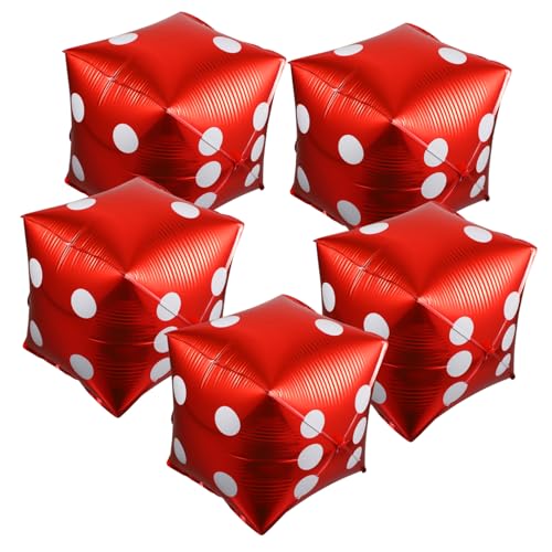 Gatuida 5Stücke Würfelfolienballons für Partydekoration Aluminiumfolie Ballons für Spieleabende Poker Themenfeier Vielseitig Einsetzbar von Gatuida