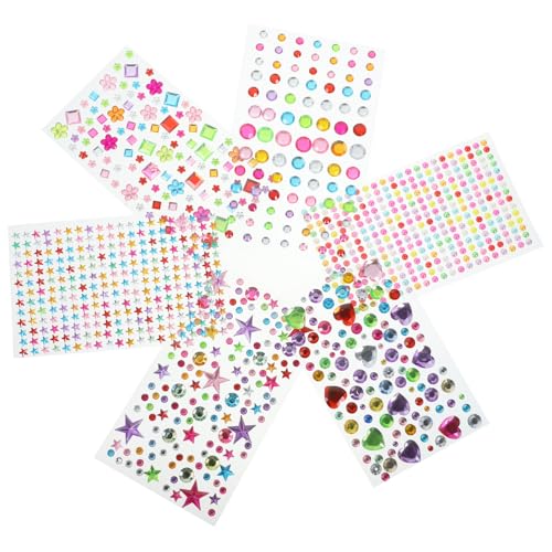Gatuida 6 Blätter Teiliges DIY Acryl Strasssteine Selbstklebende Bunte Schmucksteine für Kreative Schmuckdekoration Langlebige Acrylmaterialien für Basteln Geschenke und von Gatuida