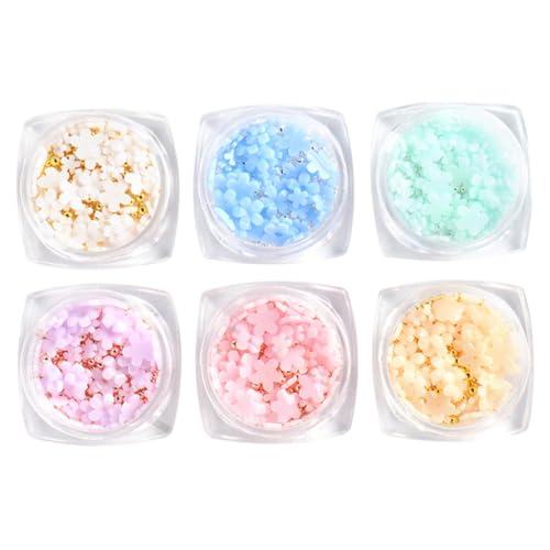 Gatuida 6 Boxen Farbwechselnde Sonnenblumen Nail Charms Resin für Nageldesign Maniküre Zubehör DIY Nail Art Schmuck in Weiß Gelb Violett Blau Grün von Gatuida