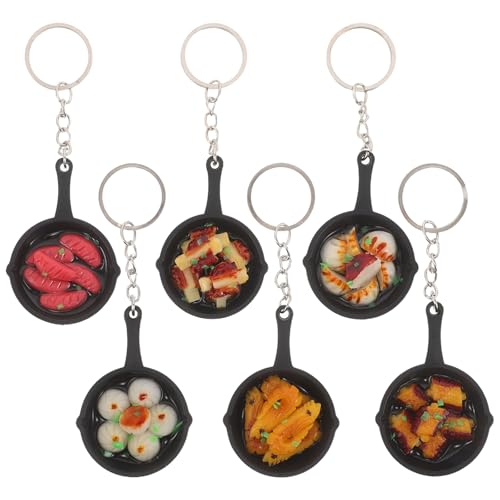 Gatuida 6 Miniatur-Lebensmittel-Schlüsselanhänger: Mini-Taschenanhänger mit Lebensmittelmotiv – originelle Bratpfannen-Anhänger für Tragetaschen, Party-Dekoration, von Gatuida
