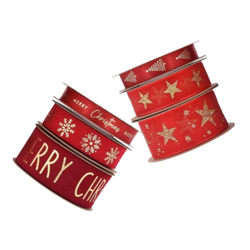 Gatuida 6 Rollen Weihnachtsband Rot Satin mit Goldfolie Schneeflocken Transparent Glitzer Mesh Schleifenband für Geschenkverpackung DIY Weihnachtsdeko Vielseitig für Party und Gatuida 6 Rollen Weihnachtsband Rot Satin mit Goldfolie Schneeflocken Transparent Glitzer Mesh Schleifenband für Geschenkverpackung DIY Weihnachtsdeko Vielseitig für Party und von Gatuida