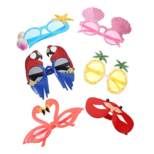 Gatuida 6 Stück Hawaiian Partybrillen Teiliges Kostümzubehör mit Kreativen Designs für Sommer und Foto Requisiten für Luau Feiern und Strand von Gatuida