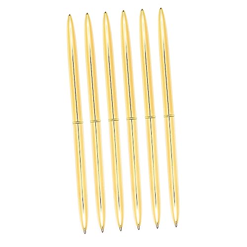 Gatuida 6 Stück Kugelschreiber aus Metall Schlanke metallische Druckkugelschreiber Blau Tipp büroartikel bürobedarf Tintenstifte zum Schreiben Metallkugelschreiber Rotation Gold Golden von Gatuida