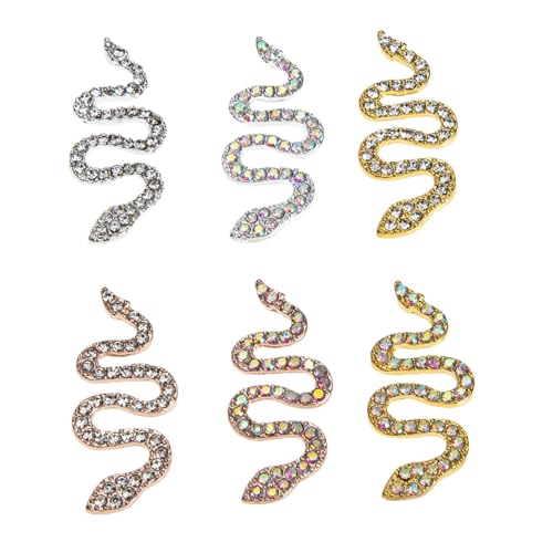 Gatuida 6 Stück Schlangen Nail Charms in Silber Gold Roségold mit Weißen und Ab Strasssteinen Metall Nageldekorationen für Kreative Nailart DIY Nagelschmuck Zubehör für Stilvolle Maniküre Gatuida 6 Stück Schlangen Nail Charms in Silber Gold Roségold mit Weißen und Ab Strasssteinen Metall Nageldekorationen für Kreative Nailart DIY Nagelschmuck Zubehör für Stilvolle Maniküre von Gatuida