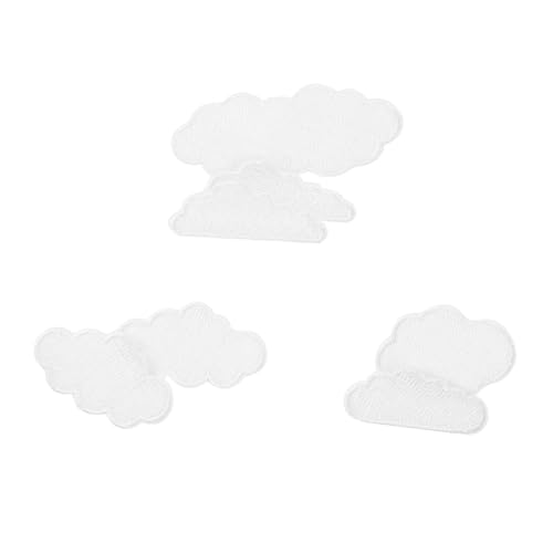Gatuida 6 Stück Stoffmontage Dekoration Aufnäher nähen Für Karikatur Wolken-Stickerei-Patches Flecken gestickte Bügelspitzen Applikationen Bastelzubehör zum Nähen Stickgarn Weiß von Gatuida