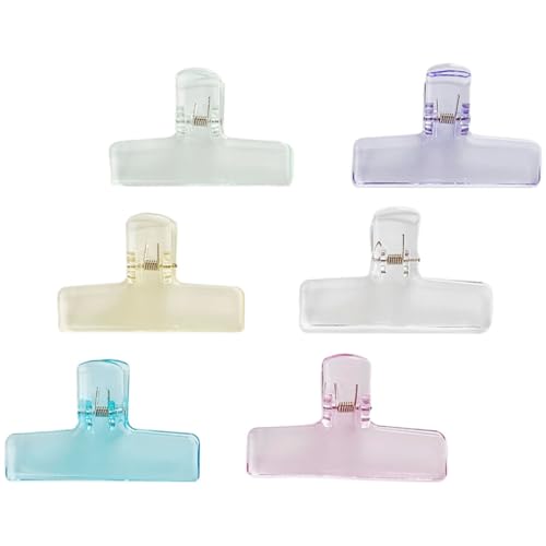 Gatuida 6 Stück Teiliges Bunter Binderclips Große Büroklammern aus Strapazierfähigem Material für Scrapbooking Dokumente und Notizen Rosa Transparent Blau Grün und Gelb von Gatuida