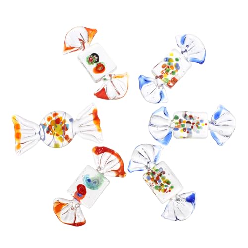 Gatuida 6 Stück Teiliges Glasbonbon Deko Farbenfrohe Realistische Candy Ornamente für Tisch Heimdekoration Vielseitige Handgefertigte Wohnaccessoires für Wohnzimmer Schlafzimmer Büro von Gatuida