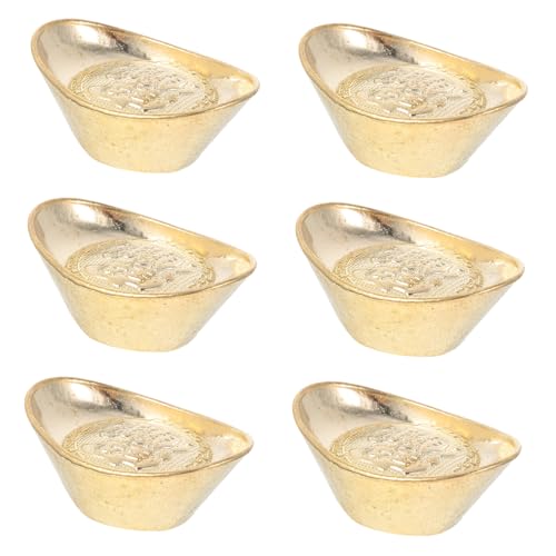 Gatuida 6 Stück Teiliges Goldenes Ingot Dekorationsset mit Flachem Boden Langlebig und Kreative Feng Shui Bürodekoration für Schreibtisch und von Gatuida