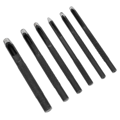Gatuida 6 Stück Teiliges Lederlocher aus Gehärtetem Kohlenstoffstahl Runde Hohlstanzer für Gürtel Lederhandwerk DIY Scharf Langlebig Vielseitig für Basteln und Reparaturen von Gatuida