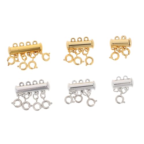 Gatuida 6 Stück Teiliges Magnetische Verschlüsse mit Federschnapper Mehrreihige Schmuckverschlüsse in Silber und Gold Starke Haltekraft für DIY Halsketten und Armbänder Einfach von Gatuida