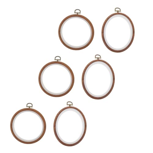 Gatuida 6 Stück Teiliges Stickrahmen Hochwertigem Holzimitat Runde und Ovale Rahmen Langlebig für Kreuzstich Stickerei DIY handarbeiten Geschenk für Bastelfans von Gatuida