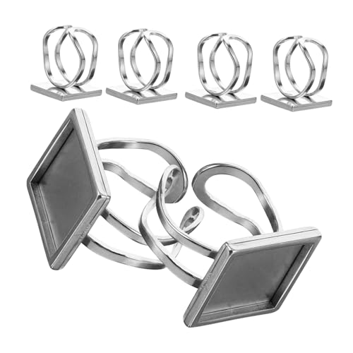 Gatuida 6 Stück Teiliges Verstellbare Edelstahl Ringbasen Quadratisch DIY Schmuckherstellung Ringrohlinge für Individuelle Fingerringe Bastelbedarf von Gatuida