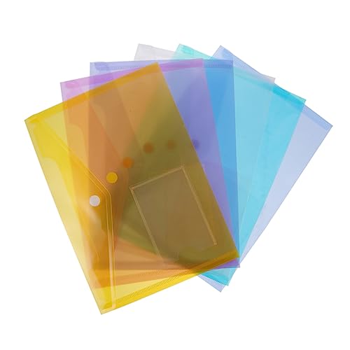 Gatuida 6 Stück Transparente Dokumententasche Robuste und Reißfeste Hüllen für Büro und Schule Praktische Aufbewahrung für Dokumente und Visitenkarten Mit Knopfverschluss und Kreativem von Gatuida