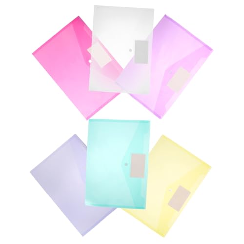 Gatuida 6 Stück Transparente Kunststoff Ordner mit Druckknopf Wasserfeste Dokumententaschen in Farben Praktische Aufbewahrungstaschen für Dokumente Belege Karten Vielseitige von Gatuida