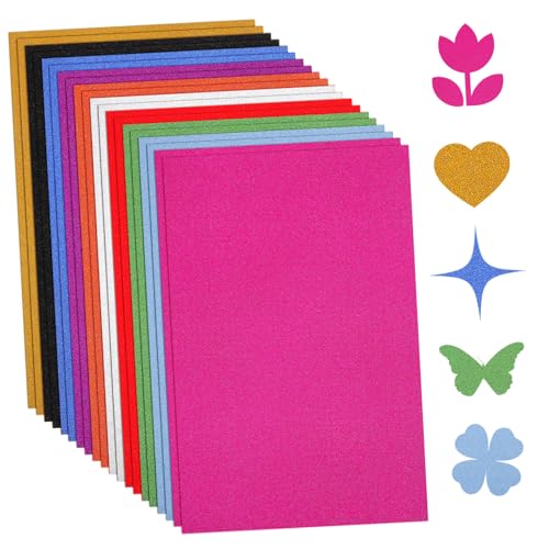 Gatuida 60 Blatt Glitzerkarte Buntes Glitzerpapier für Scrapbooking Bastelprojekte und Dekoration Robustes Schimmerndes Kartonmaterial Leicht zu Schneiden Verarbeiten von Gatuida